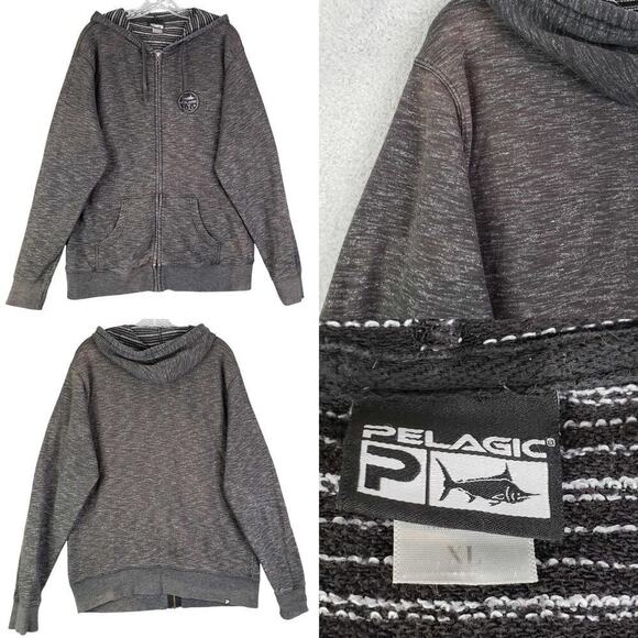 Pelagic Fishing Sweatshirt Zip Up Men’s Size XL Gray Hoodie Long Sleeve - Picture 1 of 14